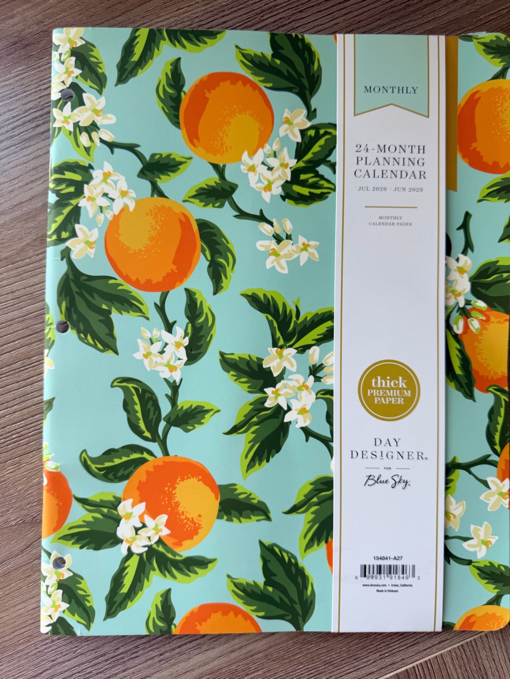 Blue Sky Orange Blossom monthly Planner in Mint and Orange 2026 2027
